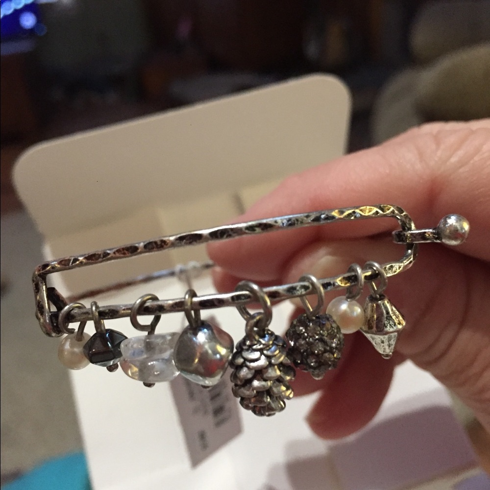 J. Jill Silver bracele bead bangles and 1 pinecone